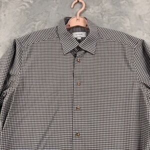 Eton Contemporary Dress Shirt Men 16 41 Large Brown Blue Gingham Check Button Up